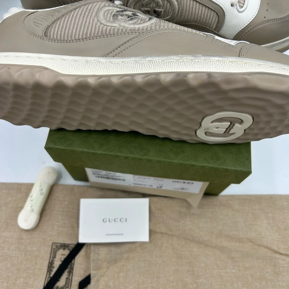 Men's Gucci Mac 80 Dune beige low top sneakers size 12 made in Italy